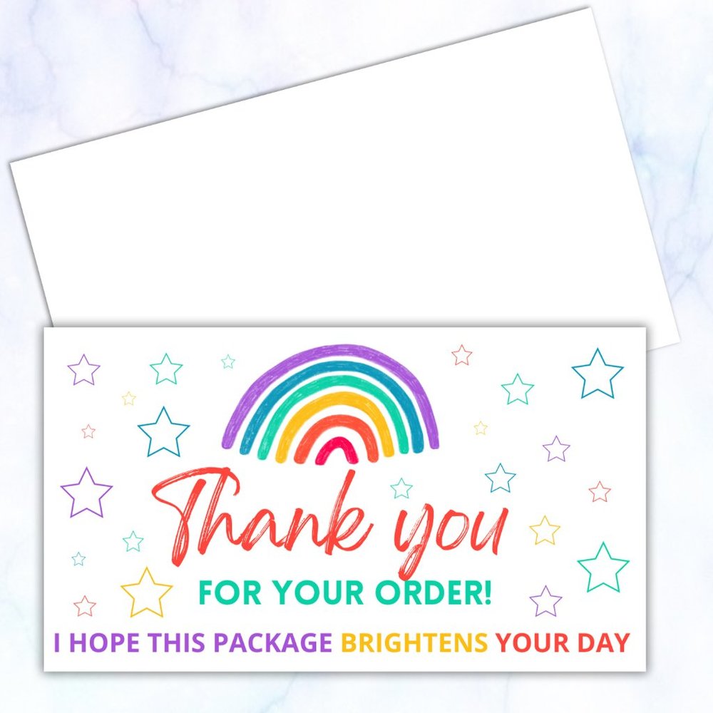 100 Rainbow Thank You Cards - Picture 2 of 4